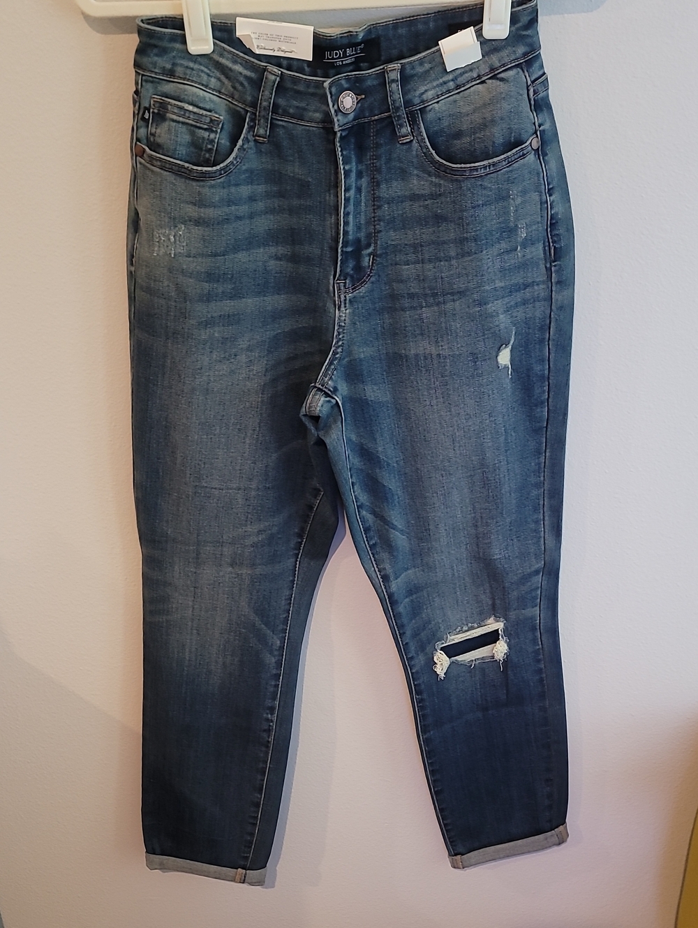 Judy Blue Dark Blue Distressed Boyfriend Jeans